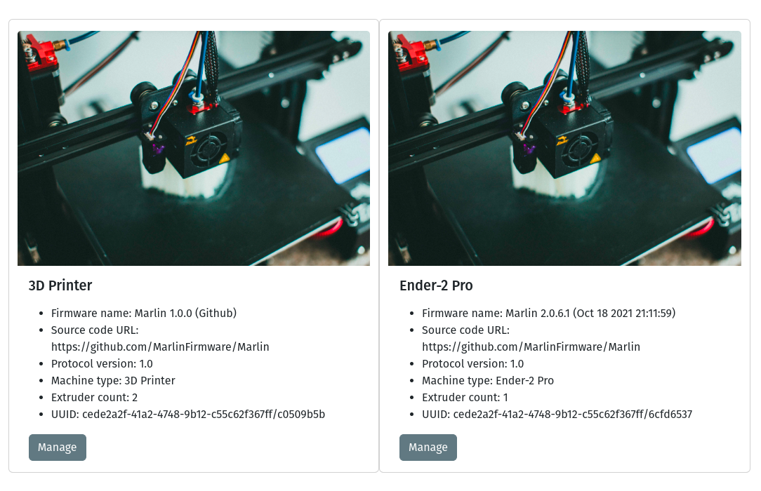 Feature demo: one host, multiple printers